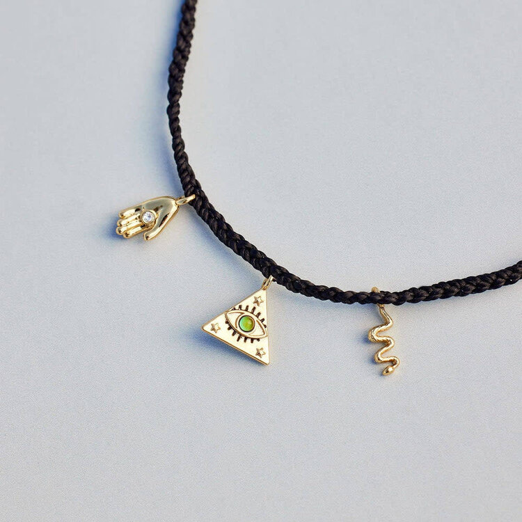 Pura Vida Pura Vida Mystics Mixed Gold Charm Bracelet | Black