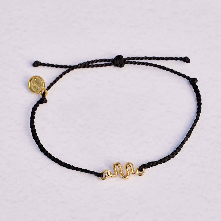 Pura Vida Pura Vida Snake Gold Charm Bracelet | Black