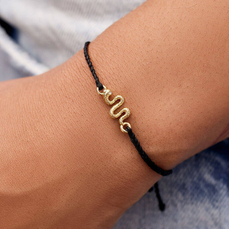 Pura Vida Pura Vida Snake Gold Charm Bracelet | Black
