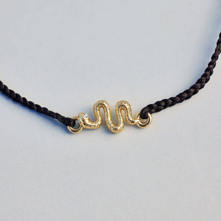 Pura Vida Pura Vida Snake Gold Charm Bracelet | Black