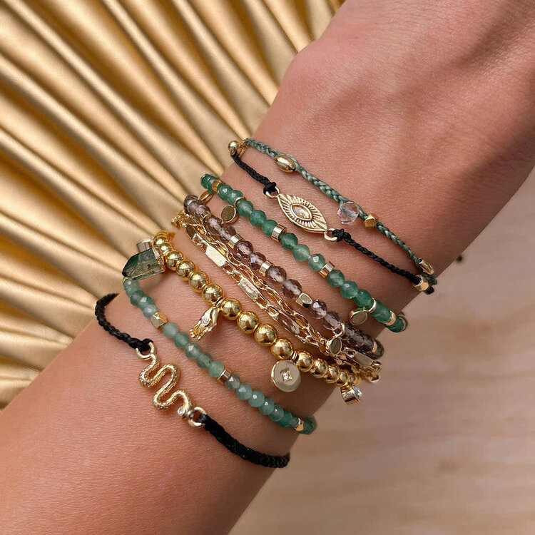 Pura Vida Pura Vida Snake Gold Charm Bracelet | Black