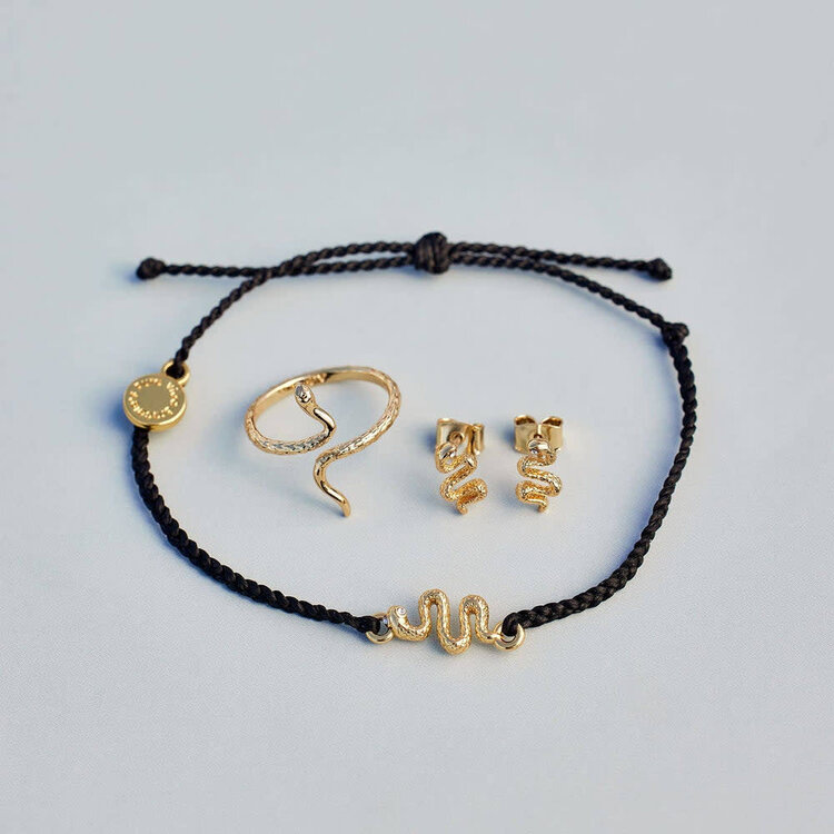 Pura Vida Pura Vida Snake Gold Charm Bracelet | Black