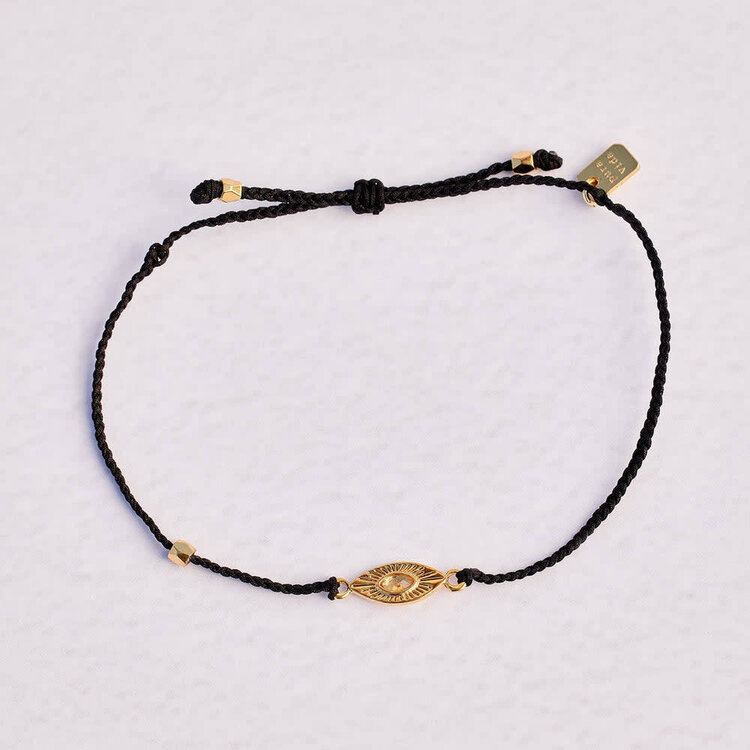 Pura Vida Pura Vida Sunburst Eye Charm Gold Bracelet | Black