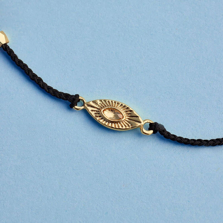 Pura Vida Pura Vida Sunburst Eye Charm Gold Bracelet | Black