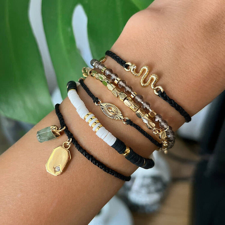 Pura Vida Pura Vida Sunburst Eye Charm Gold Bracelet | Black