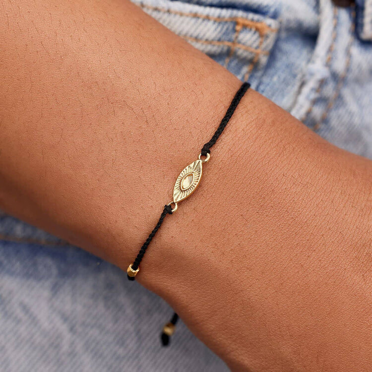 Pura Vida Pura Vida Sunburst Eye Charm Gold Bracelet | Black