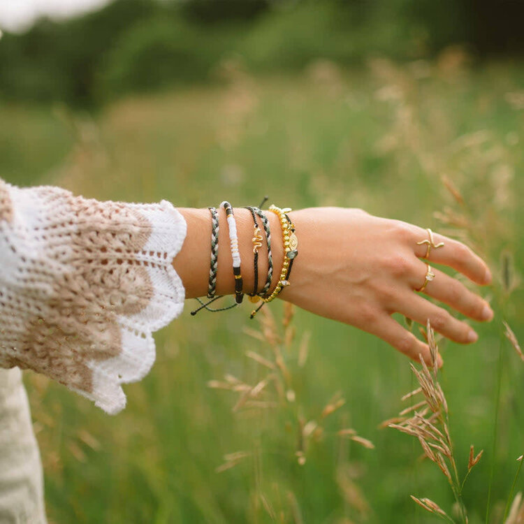 Pura Vida Pura Vida Sunburst Eye Charm Gold Bracelet | Black