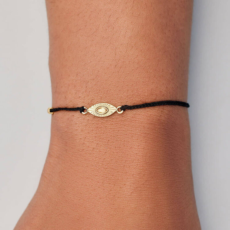 Pura Vida Pura Vida Sunburst Eye Charm Gold Bracelet | Black