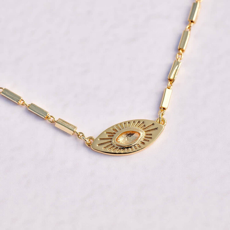 Pura Vida Pura Vida Sunburst Eye Pendant Necklace | Gold
