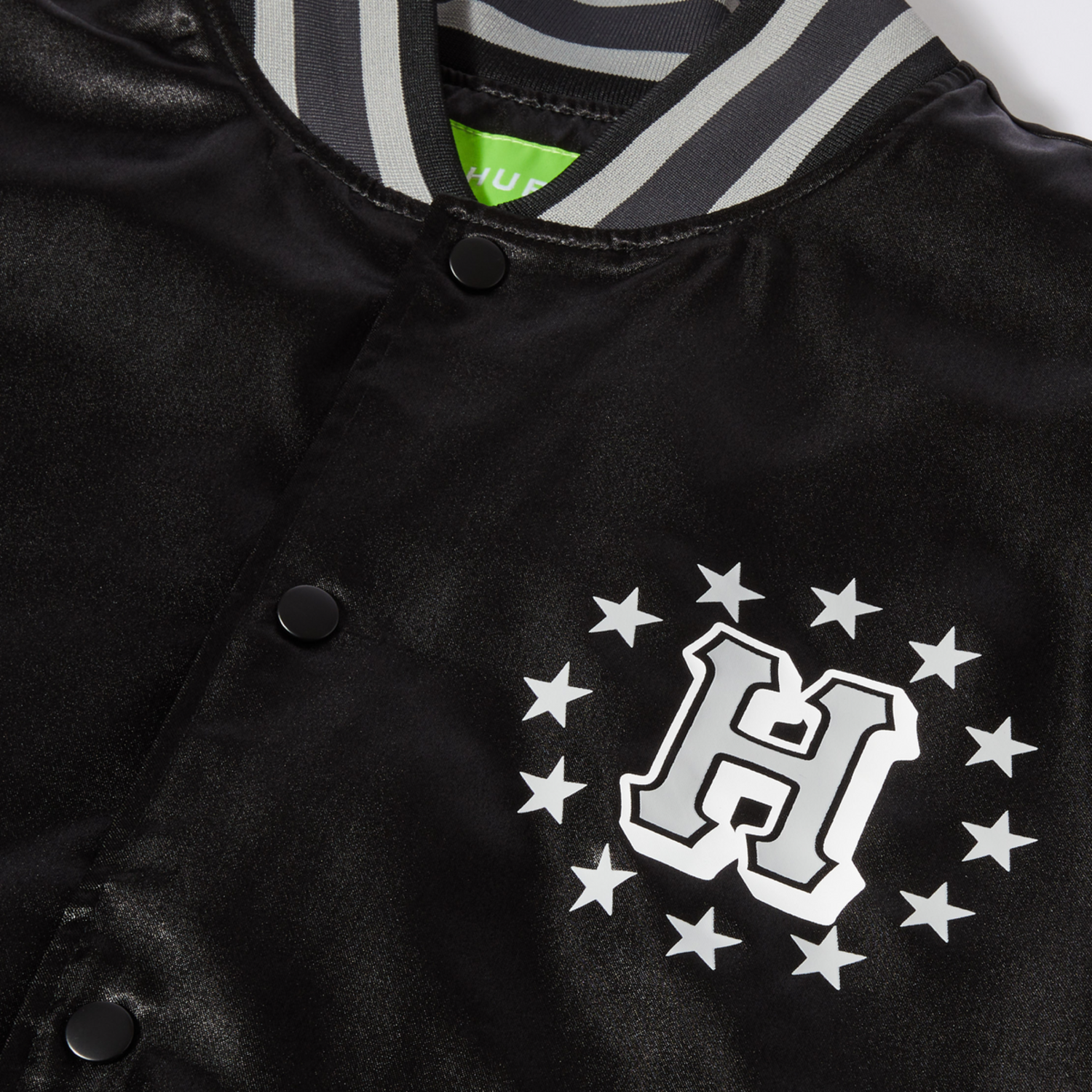 Huf Galactic Stack Baseball Jacket | Black - The Drop Rideshop