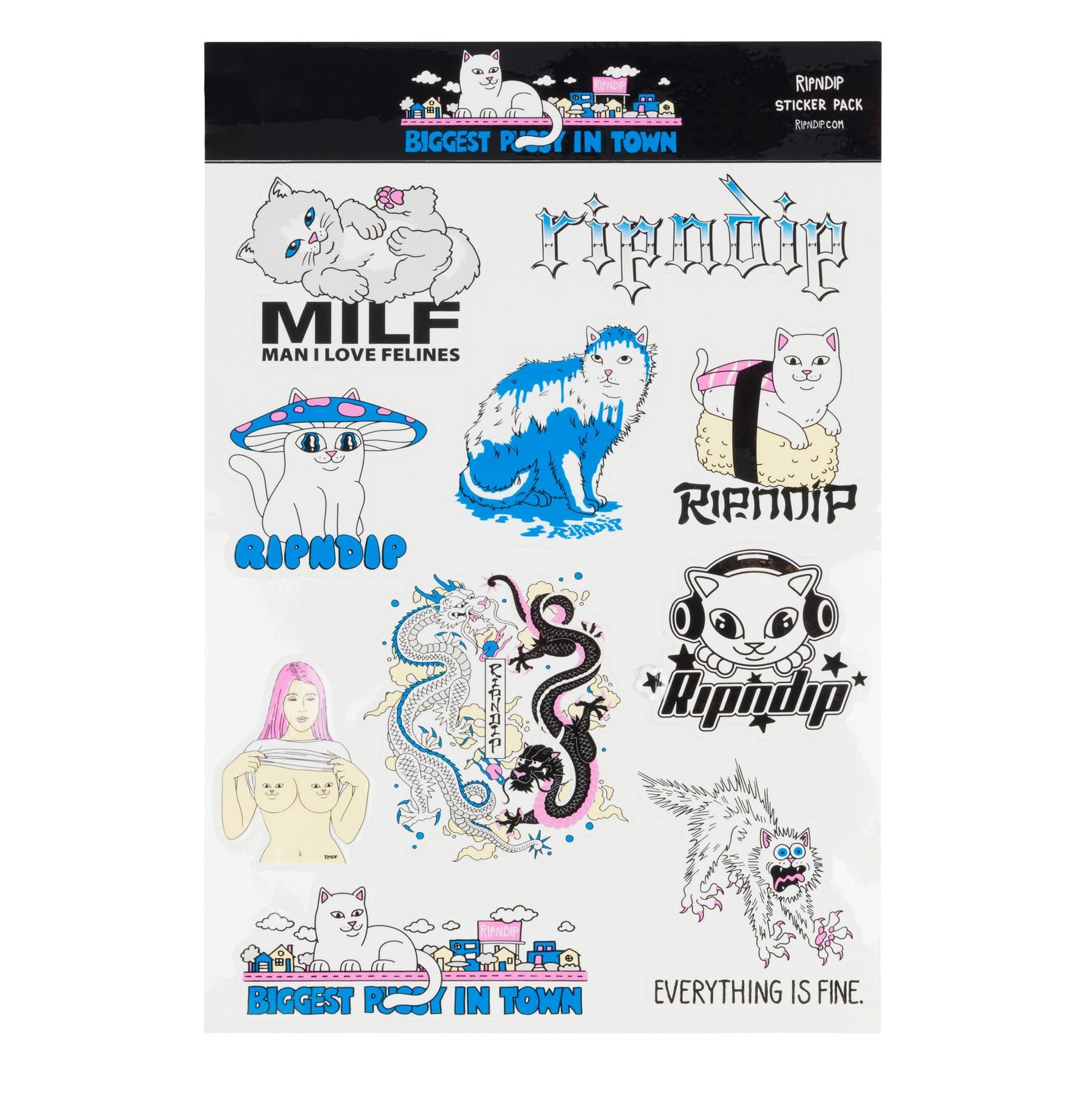 Ripndip Sticker Sheet My Neighborhood Multi S3 Boardshop