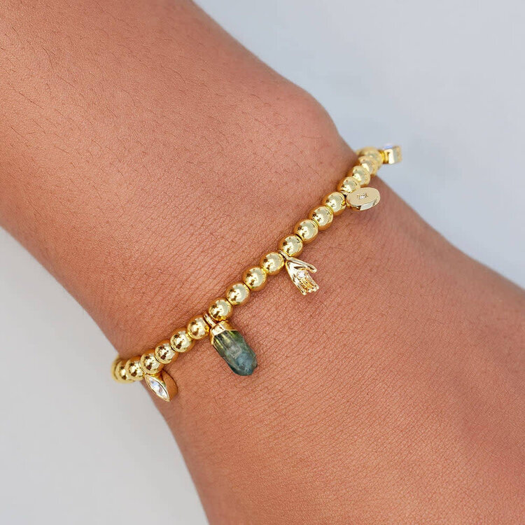 Pura Vida Pura Vida Mystic Mixed Charms Stretch Bracelet | Gold