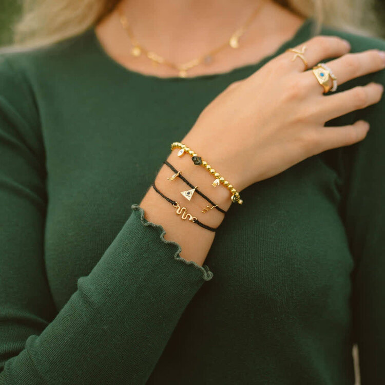 Pura Vida Pura Vida Mystic Mixed Charms Stretch Bracelet | Gold