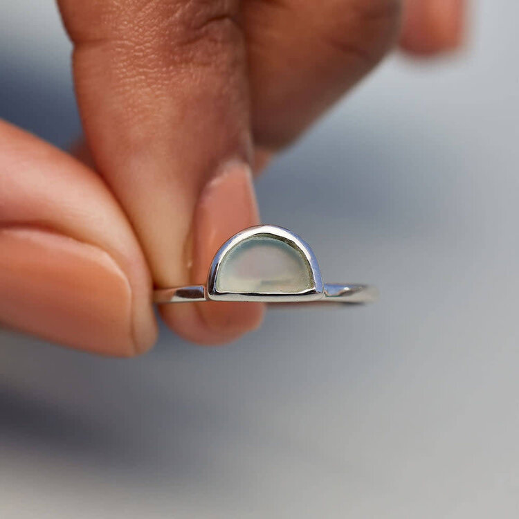 Pura Vida Pura Vida Half Moon Gemstone Ring | Silver