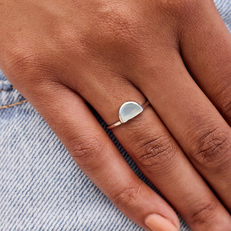 Pura Vida Pura Vida Half Moon Gemstone Ring | Silver