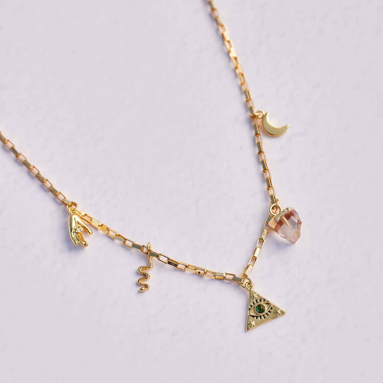 Pura Vida Pura Vida Mystics Mixed Charms Choker | Gold