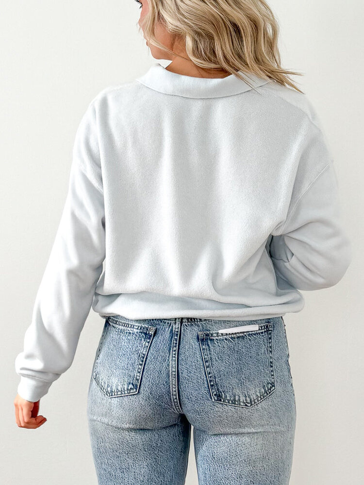 Z Supply Z Supply Nico Reverse Fleece Top | Pool Blue