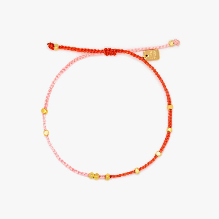 Pura Vida Pura Vida Pink And Red Two-Tone Dainty Bracelet | Gold