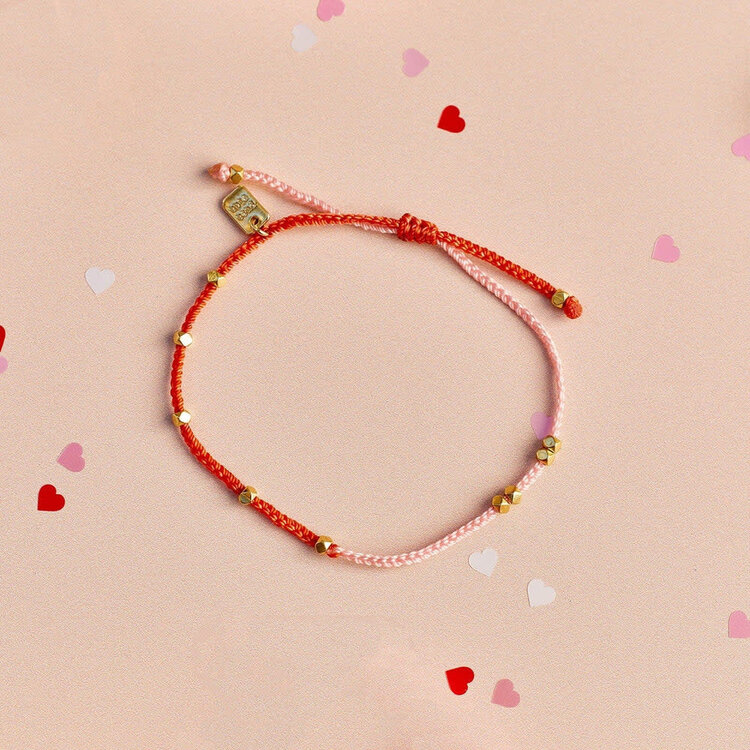 Pura Vida Pura Vida Pink And Red Two-Tone Dainty Bracelet | Gold
