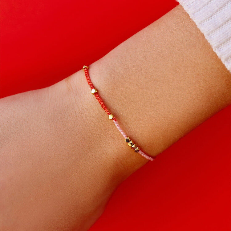 Pura Vida Pura Vida Pink And Red Two-Tone Dainty Bracelet | Gold