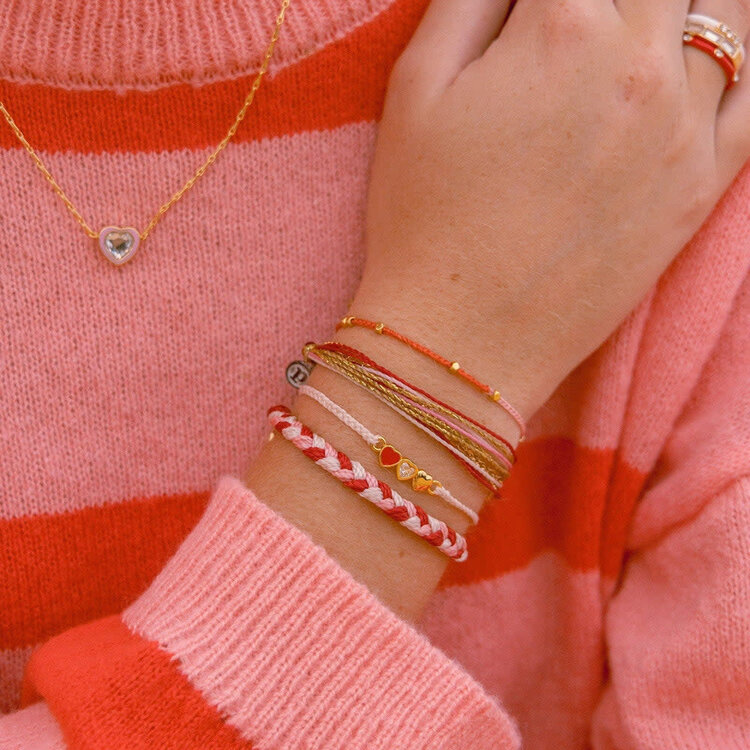 Pura Vida Pura Vida Pink And Red Two-Tone Dainty Bracelet | Gold