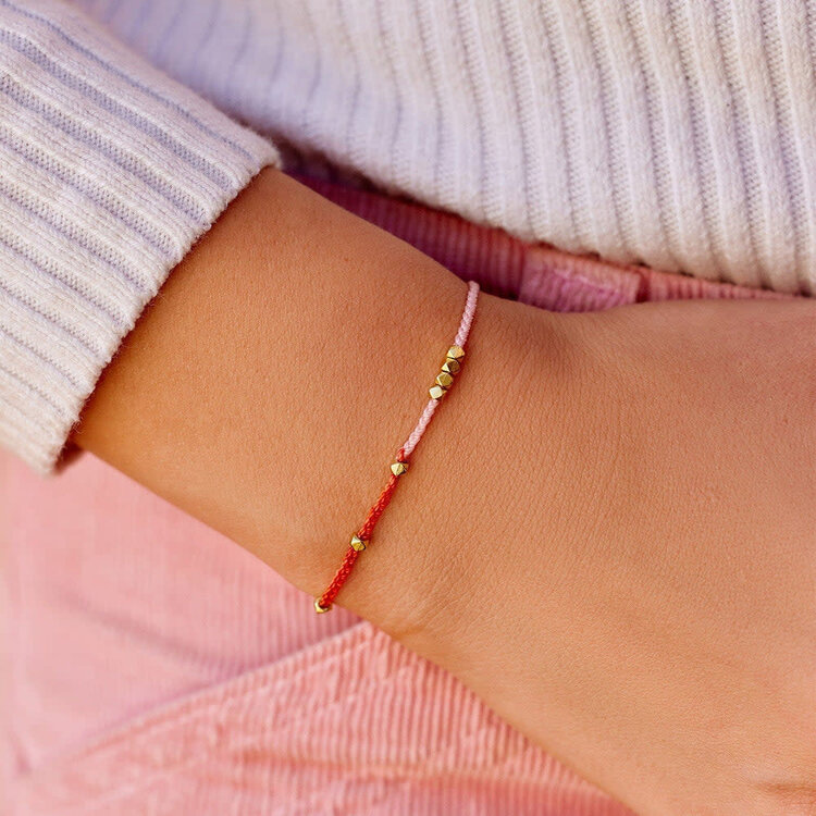 Pura Vida Pura Vida Pink And Red Two-Tone Dainty Bracelet | Gold