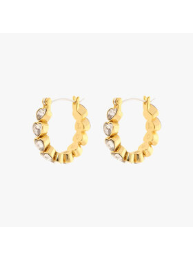 Pura Vida Pura Vida Stone Heart Hoop Earrings | Gold