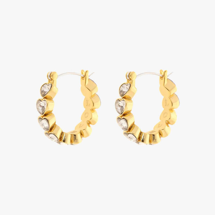 Pura Vida Pura Vida Stone Heart Hoop Earrings | Gold