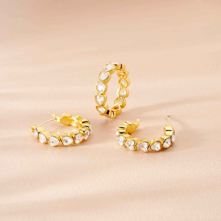 Pura Vida Pura Vida Stone Heart Hoop Earrings | Gold