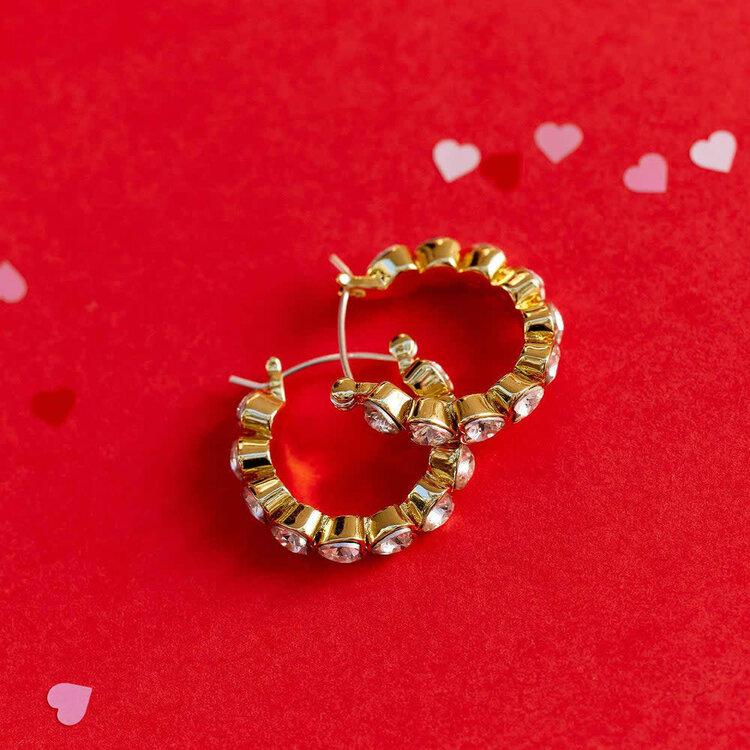 Pura Vida Pura Vida Stone Heart Hoop Earrings | Gold