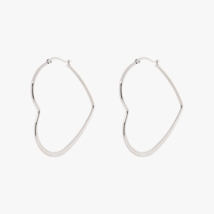 Pura Vida Pura Vida Oversized Heart Hoop Earrings | Silver