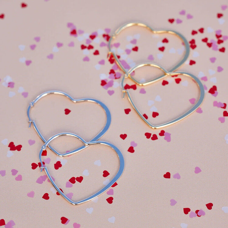 Pura Vida Pura Vida Oversized Heart Hoop Earrings | Silver