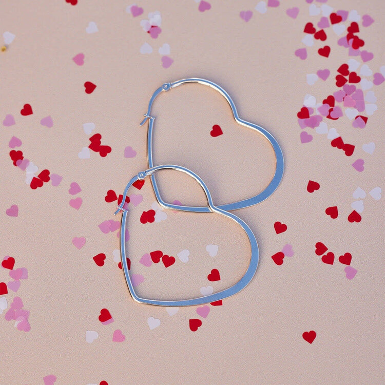 Pura Vida Pura Vida Oversized Heart Hoop Earrings | Silver