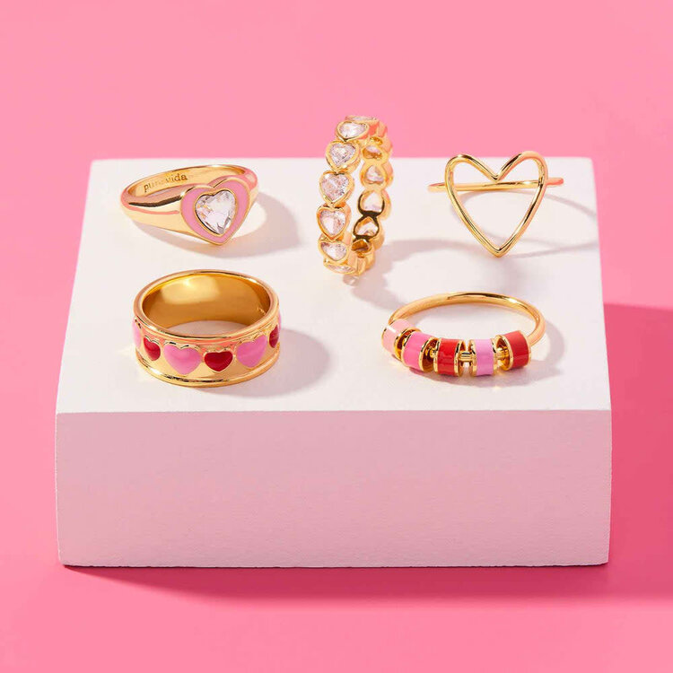 Pura Vida Pura Vida Stone Heart Ring Band | Gold