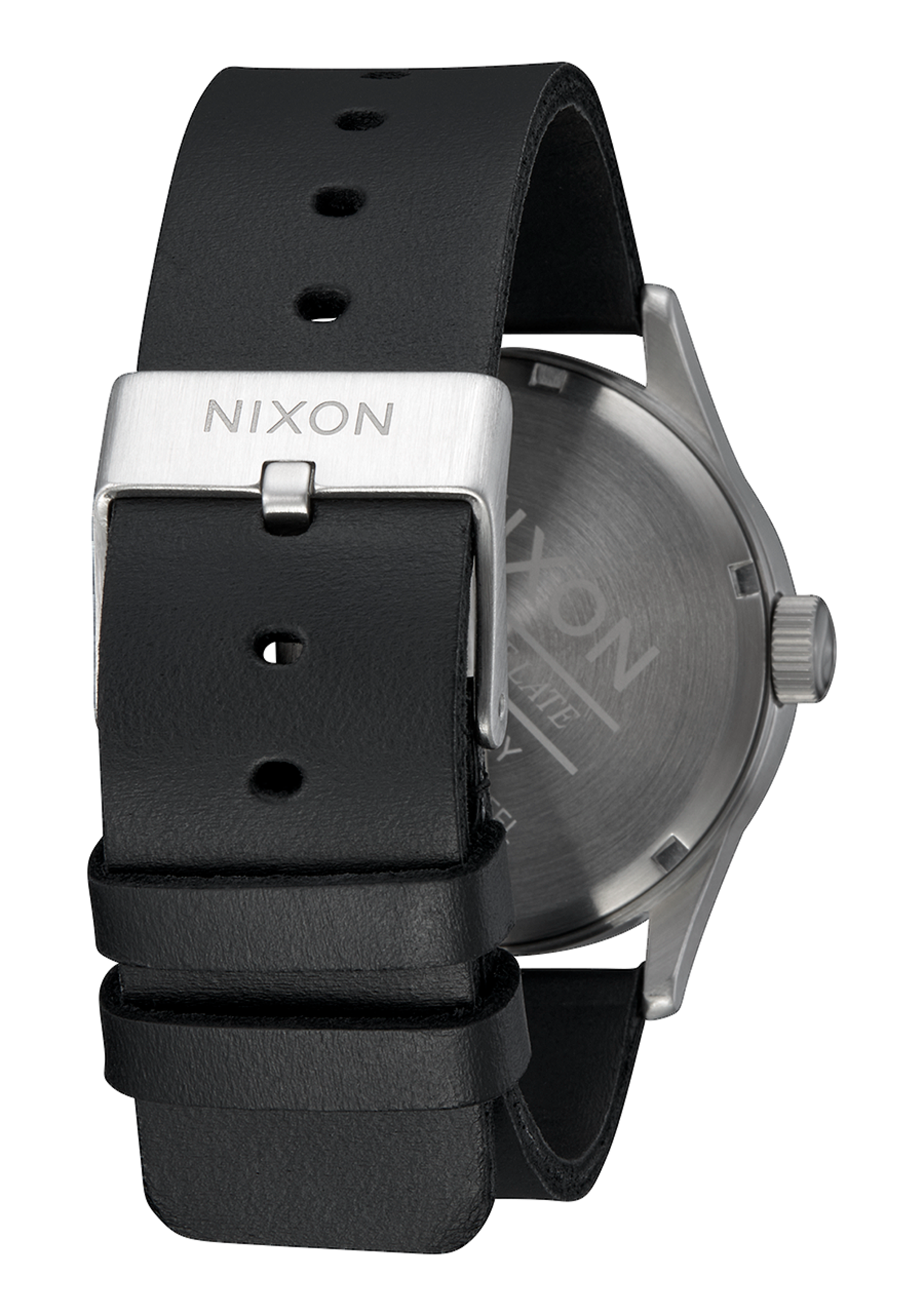 Nixon Sentry Leather All Silver Black S3 Boardshop