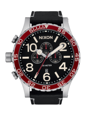 Nixon Nixon 51-30 Chrono Leather | Silver/Black/Cranberry