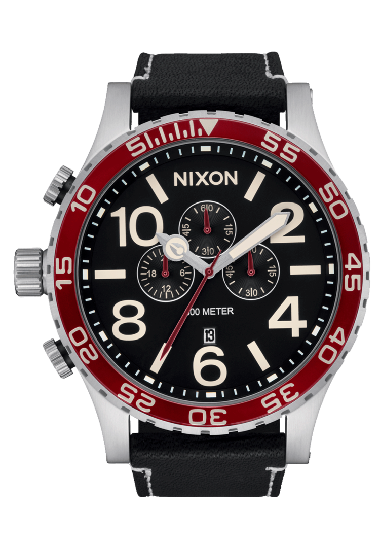 Nixon Nixon 51-30 Chrono Leather | Silver/Black/Cranberry