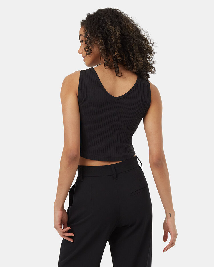 Tentree Tentree Womens Cropped Fitted Tank | Meteorite Black