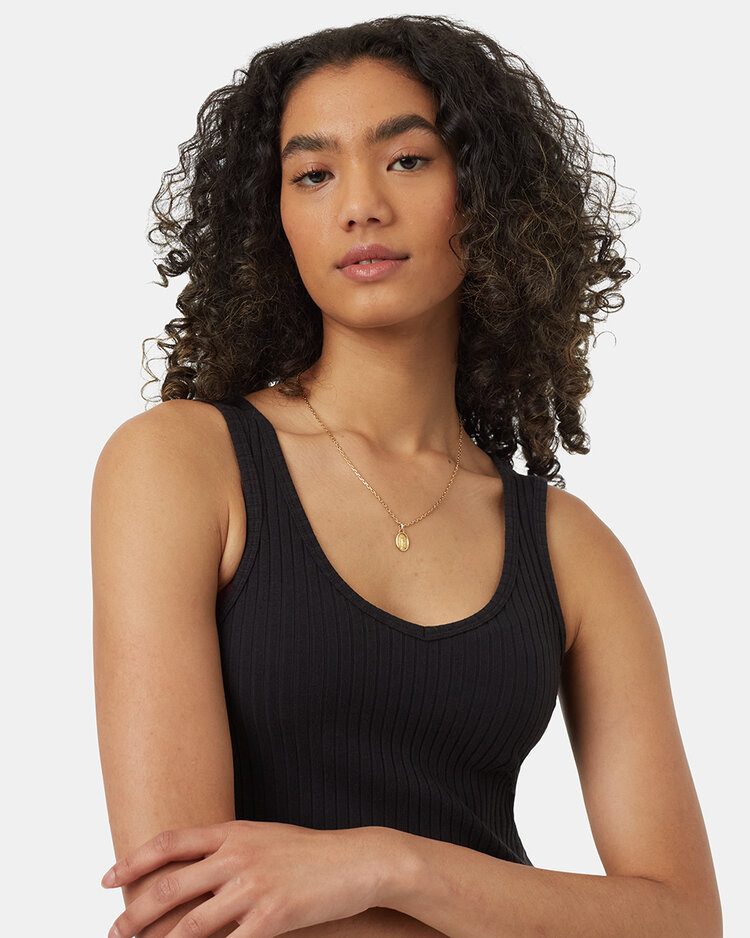 Tentree Tentree Womens Cropped Fitted Tank | Meteorite Black