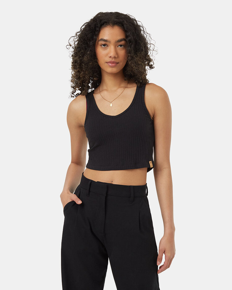 Tentree Tentree Womens Cropped Fitted Tank | Meteorite Black