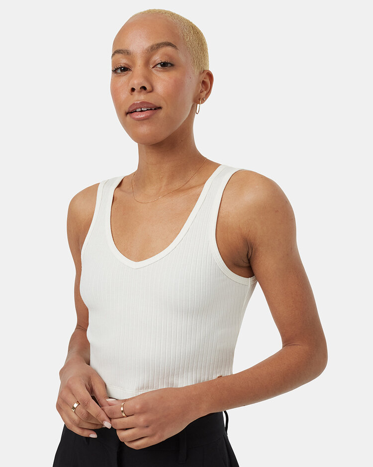 Tentree Tentree Womens Cropped Fitted Tank | White