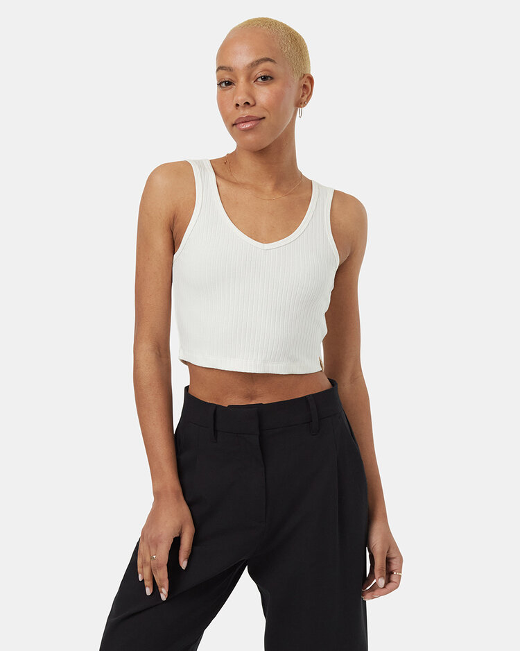 Tentree Tentree Womens Cropped Fitted Tank | White