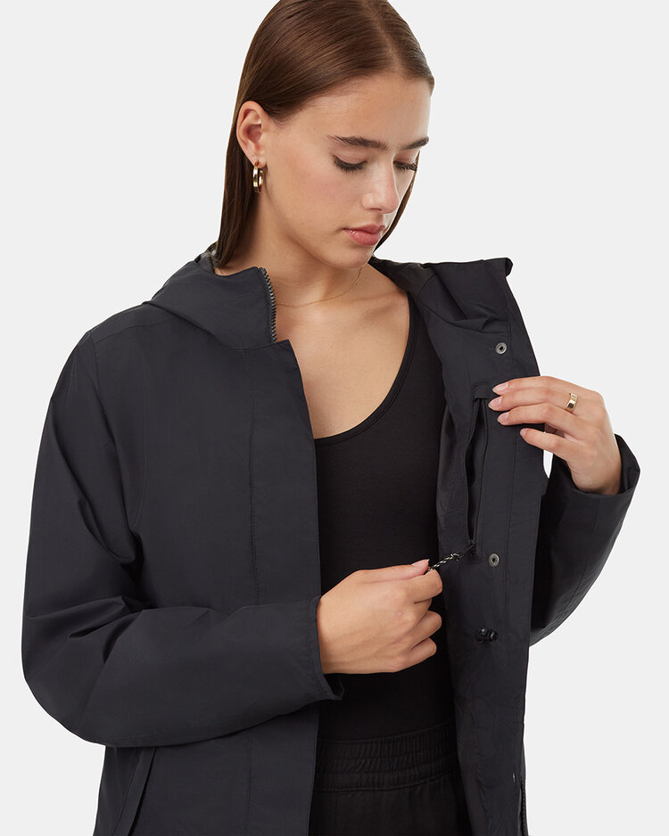 Tentree Tentree Womens Nimbus Long Rain Jacket | Meteorite Blk