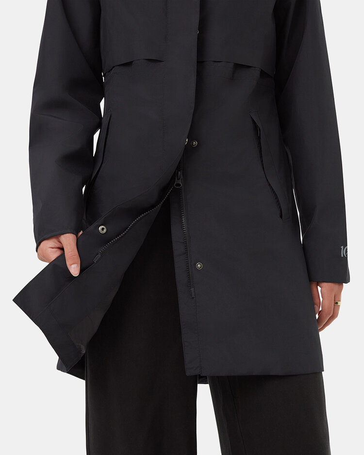 Tentree Tentree Womens Nimbus Long Rain Jacket | Meteorite Blk