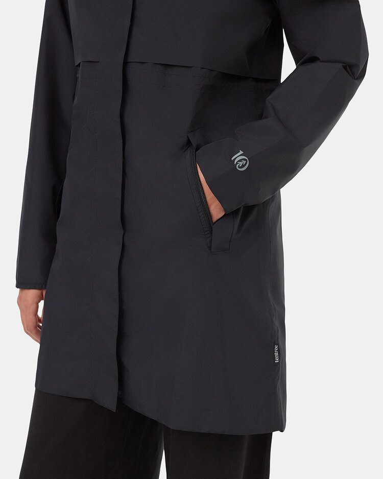 Tentree Tentree Womens Nimbus Long Rain Jacket | Meteorite Blk