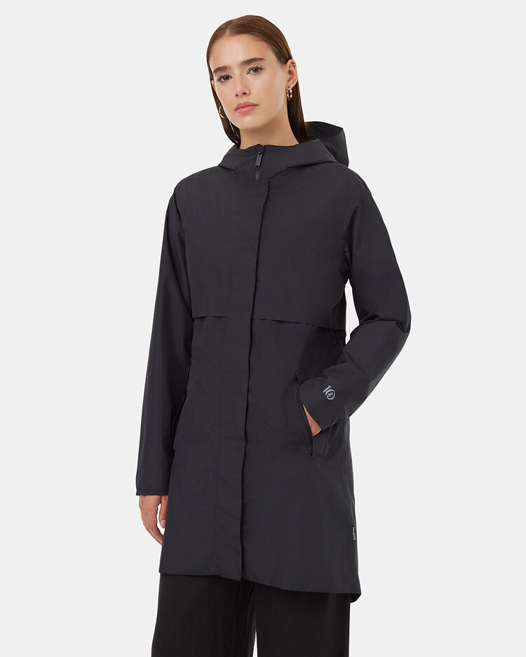 Tentree Tentree Womens Nimbus Long Rain Jacket | Meteorite Blk