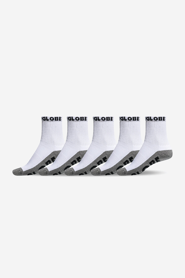Globe Globe Quarter Sock 5 Pack (Mens) | White/Grey
