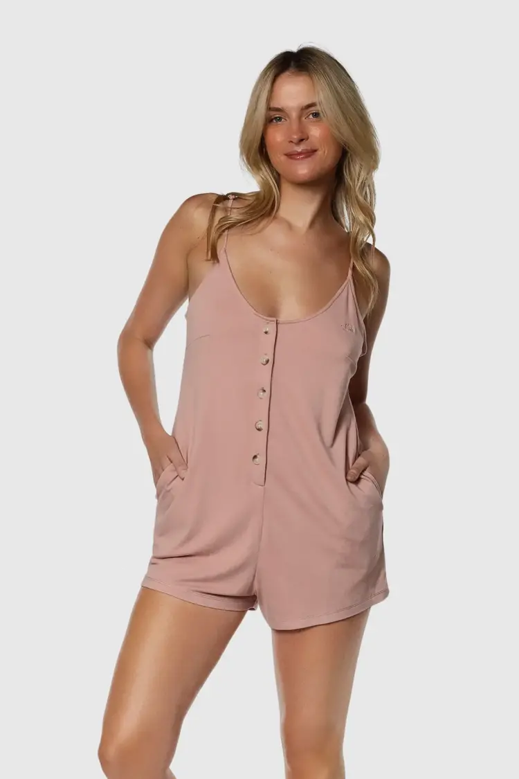 TEAMLTD TEAMLTD Womens Button Up Romper | Rose