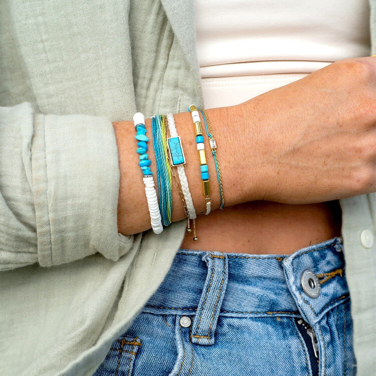 Pura Vida Pura Vida Dainty String & Chain Slider Bracelet | Gold