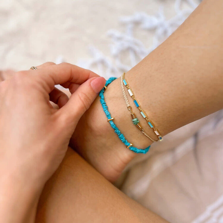 Pura Vida Pura Vida Enamel Bar Chain Anklet | Gold